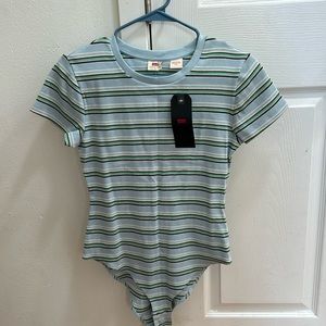 Women’s Levi’s size medium never worn blue, white, and green striped bodysuit